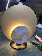 Marble Disk Metal Moon Table Lamp