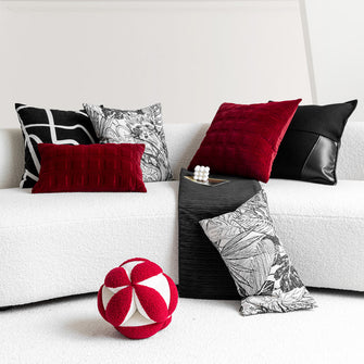 Red and Black Velvet Cushion Cover