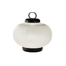 White Glass Wave Black Base Table Lamp