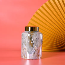 Gold-Plated Marble Storage Jar