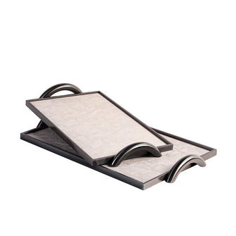 Stainless Steel Handle Leather Tray