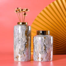 Gold-Plated Marble Storage Jar