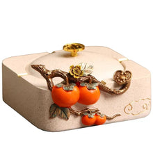 Red Berry with Golden Twig Ashtray & Tissue Box