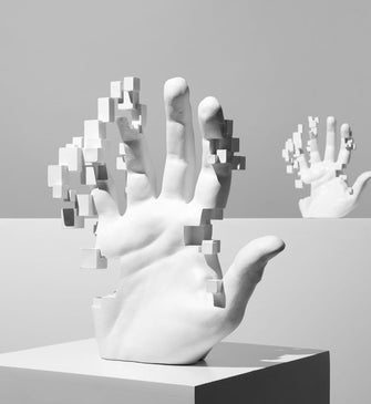 Pixelated White Hand Decor