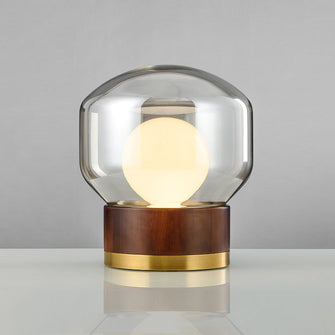Square and Round Glass Wooden Base Light | light - Decorfur
