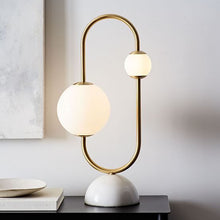 Double Orb Marble Base Oval Table Lamp | light - Decorfur