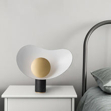 Golden White with Black Stone Base Table Lamp | light - Decorfur