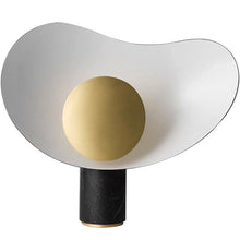Golden White with Black Stone Base Table Lamp | light - Decorfur