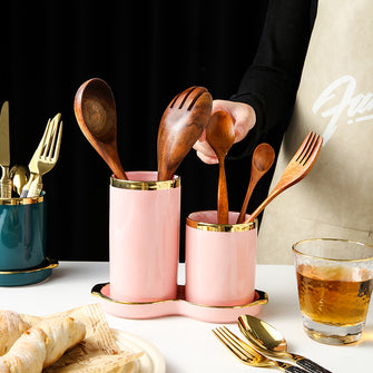 Tube Shaped Golden Liner Spoon Stand