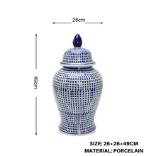 Blue And White Checkered Jar