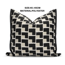 Black Grey Geometric Texture Cushions  (Set of 2)