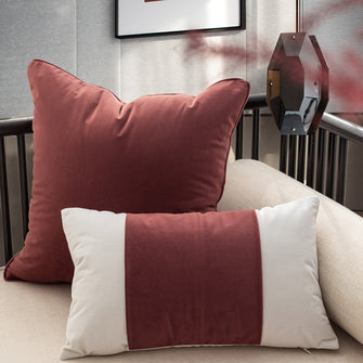 Wine Red Solid Colour Velvet Pillow Covers (Set of 2)