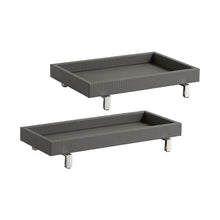 Grey Leather Silver Metal Base Tray