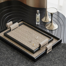 Black and Beige Woven Tray