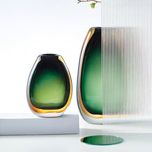Green Yellow Ombre Thick Glass Vase