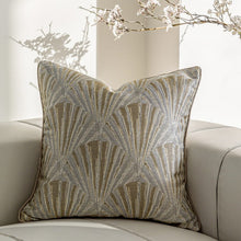 Grey Brown Fan Patterned Cushion Cover (Set of 2)