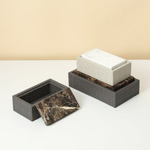 Marble Top Leather Weave Jewelry Box