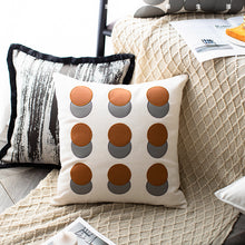Grey Orange Circle Patch Pillow Cover ( Set of 2 )