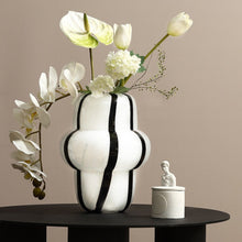 White with Black Striped Glass Vase