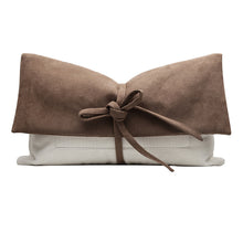 Tie Belt Brown Beige Pillow Case ( Set of 2)