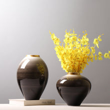 Glazed Brown Beige Ombre Vase