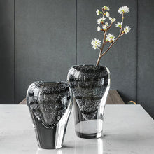 Bubble Black and Transparent Glass Vase