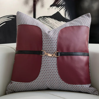 Berry Red Black Belt Pillow Cover  (Set of 2)