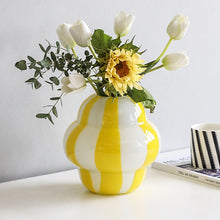 Yellow Striped Glass Vase