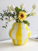 Yellow Striped Glass Vase