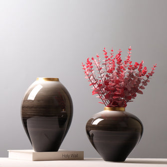 Glazed Brown Beige Ombre Vase