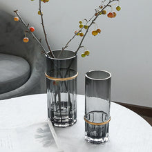 Grey Straight Vase with Golden Rim