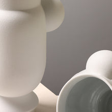 Cartoon Face Ceramic White Vase
