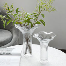 Flower Top Ribbed Glass Vase