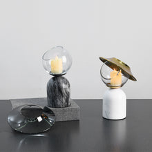 Marble Round Golden Hat Candle Stand