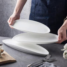 White Striped Oval Textured Plate