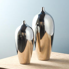 Silver Electroplated Long Oval Vase | Vase - Decorfur