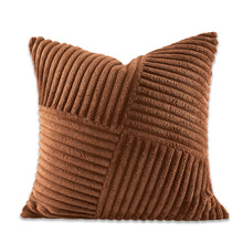 Velvet Brown Spliced Pillow Cover (Set of 2)