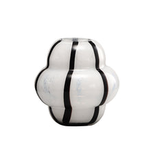White with Black Striped Glass Vase