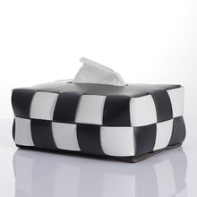 Black And White Checkered Leather Tissue Box
