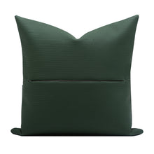 Dark Green and Blue Patch Leather Cushions ( Set of 2 )