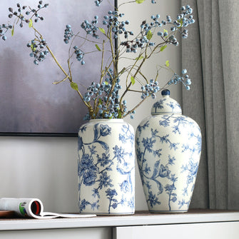 Blue and White Flower Painted Jar