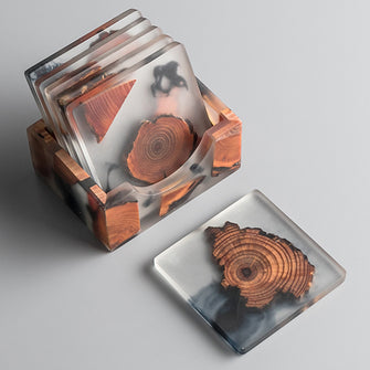 Wooden and Black Resin Coasters