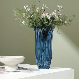 Large Mouth Blue Glass Vase