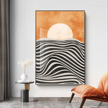 Setting Sun and Mountain Abstract Painting