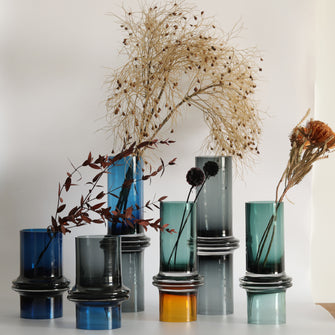 Two Colour Rippled Glass Vase