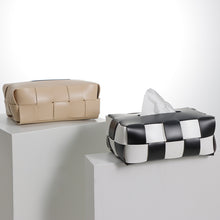 Black And White Checkered Leather Tissue Box