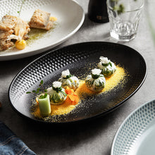 White, Grey and Black Oval Tableware