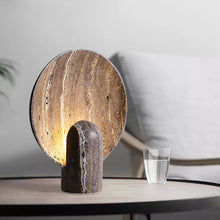 Travertine marble side table lamp