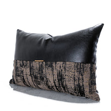 Black Leather Golden Cloth Pillow Cover