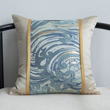 Blue Wind Golden Strip Pillow Cover  (Set of 2)